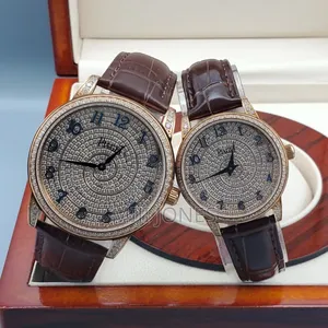 "Elegant Duo: Piaget-Inspired His Hers Leather Strap Watch
