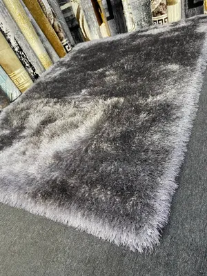 Grey Colour Fluffy Centerpieces Rug Turkish
