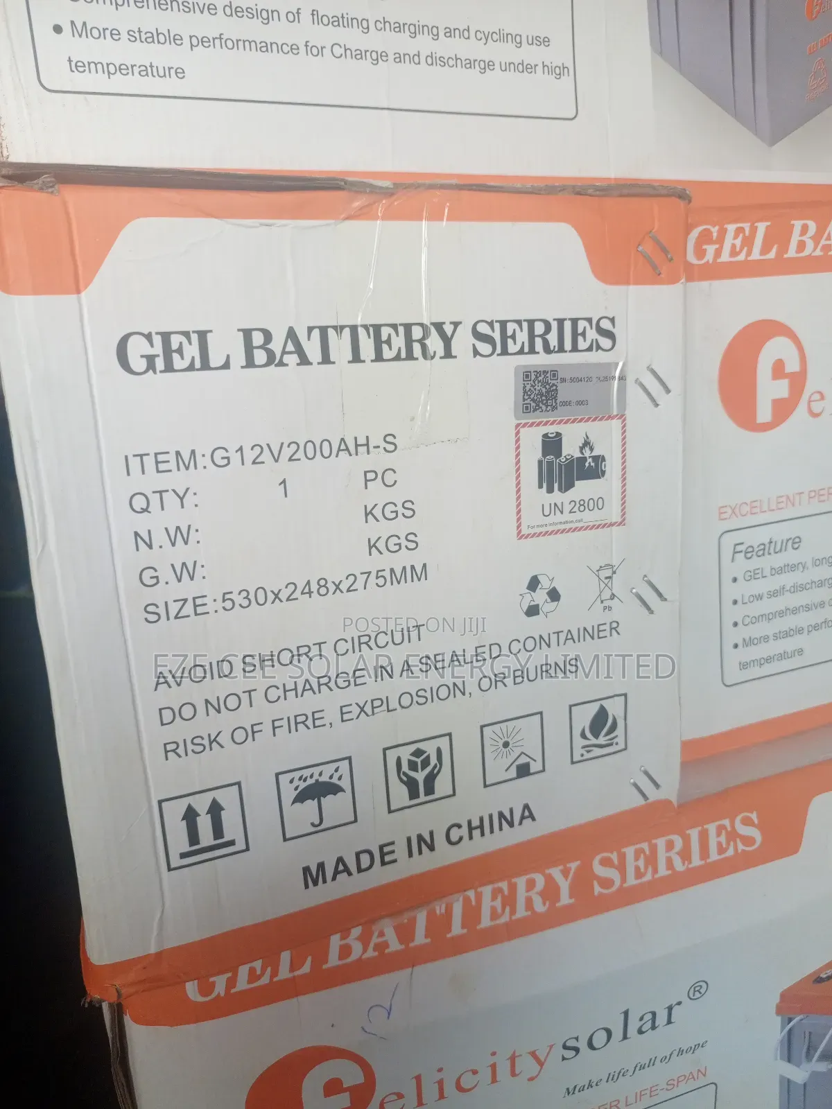 12v 200ahm Felicity Gel Battery