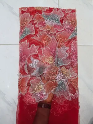 Luxury High Quality Full Hand Beaded Tulle Lace for Bride