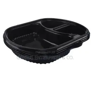 3in1 Divider Plastic Plates With Lid Tight Cover 50pcs