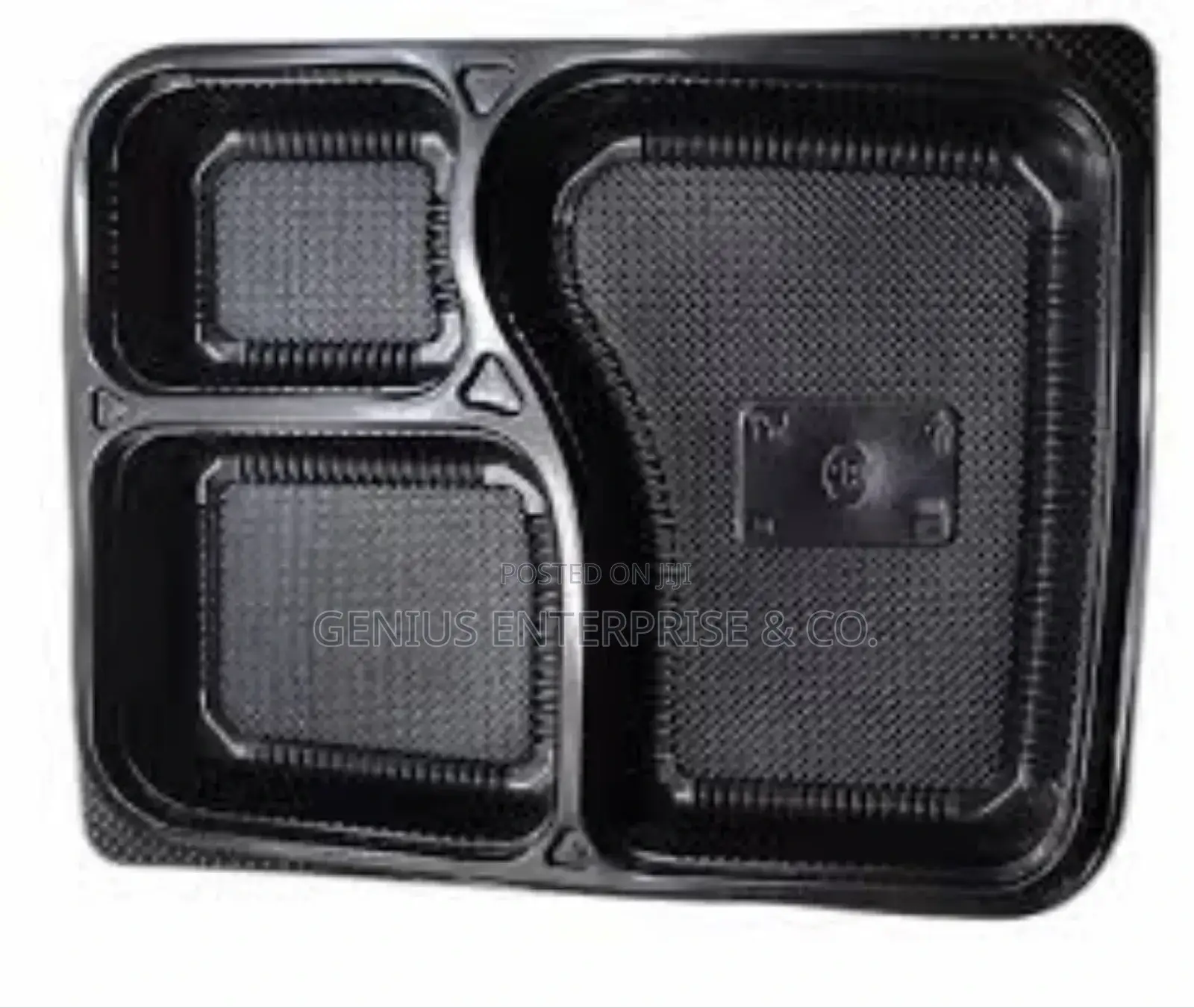 Flat Rectangular Shape Black 3 Divideder Meal Plate 50pcs
