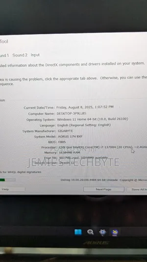 Laptop Gigabyte AORUS 17X 16GB Intel Core I7 SSD 1T