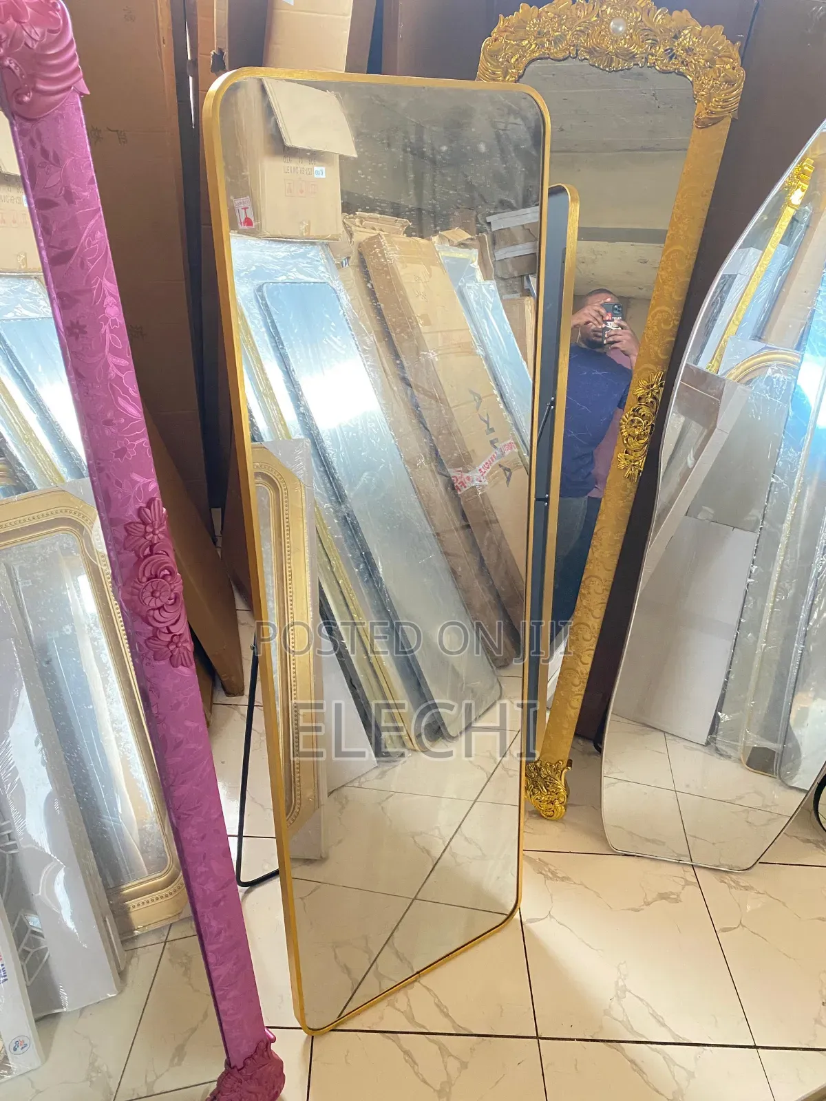 Standing Mirror Gold Color