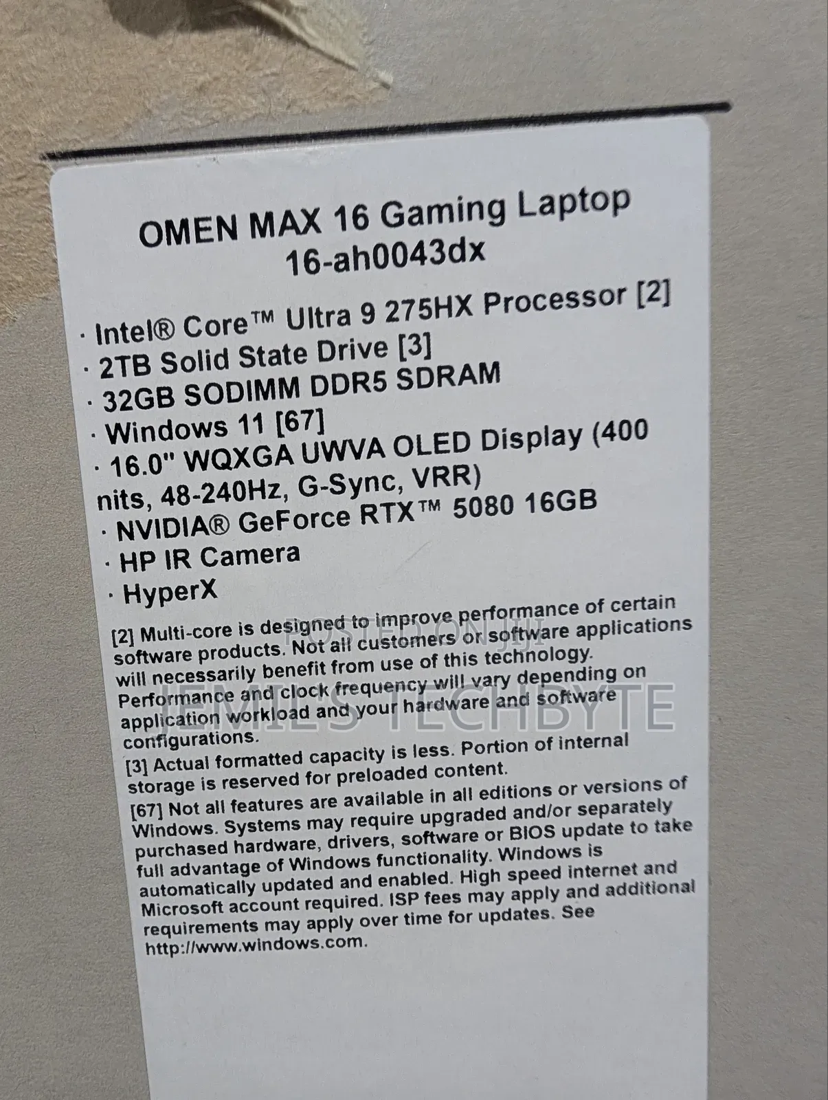 New Laptop HP Omen Max 16 32GB Intel Core Ultra 9 SSD 2T