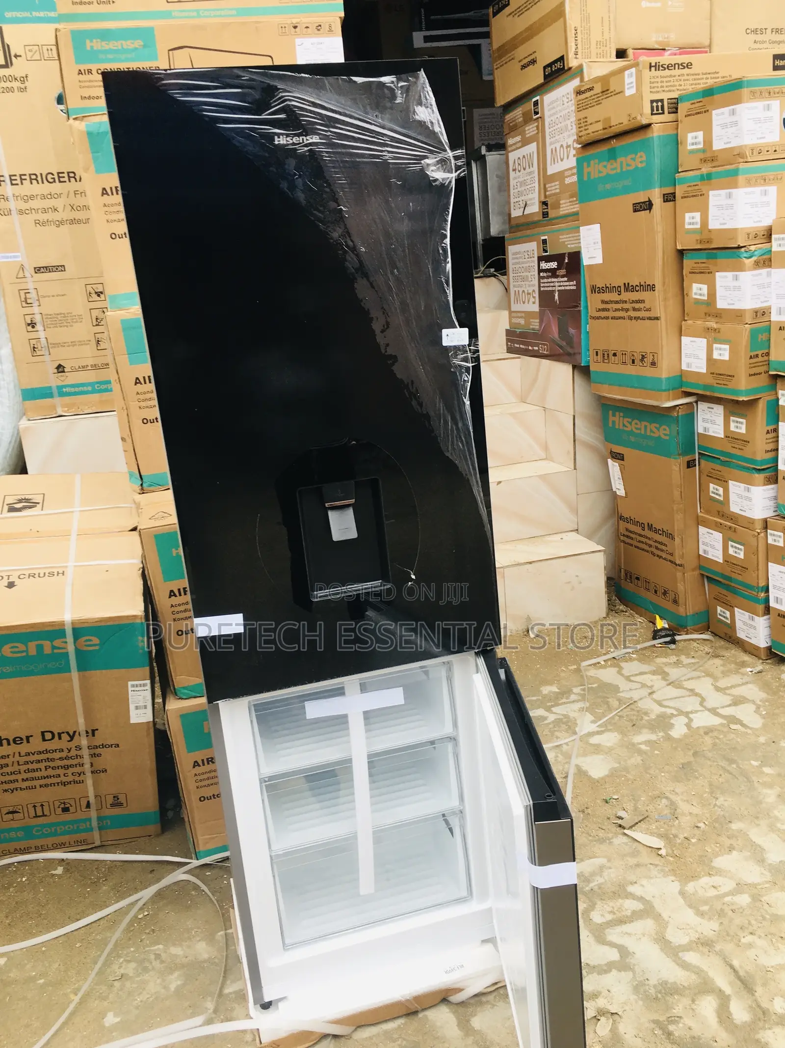 New Hisense Mirror Front Refrigerator Bottom Freezer