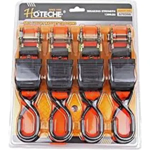 4 PCS 1" X 15ft Heavy Duty Ratchet Tie Down Strap 1200lbs
