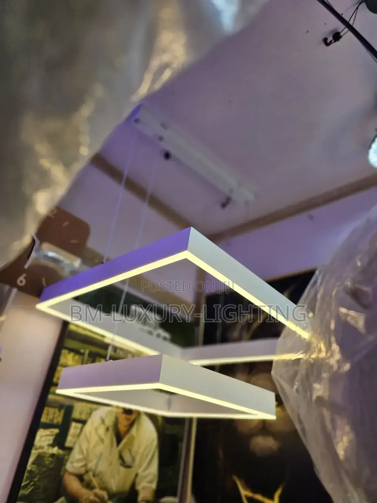 2 Dropping Square Ring Chandelier