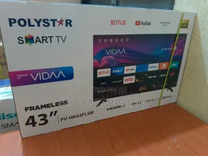 Polystar 43 Inches Smart Frameless Tv+Free Hanger Tv Surge