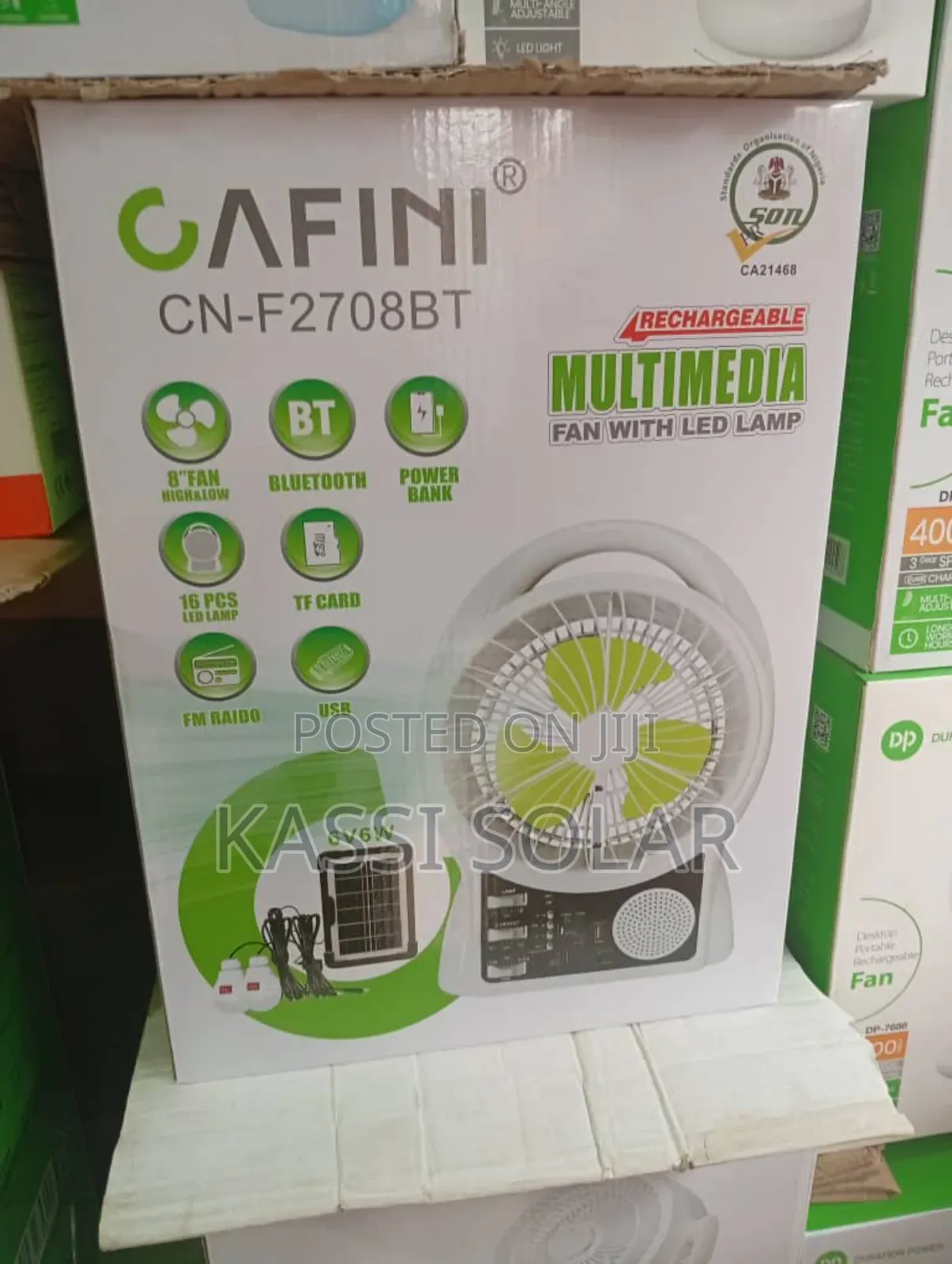 Cafini Rechargable Multimedia Fan With Led Lamp