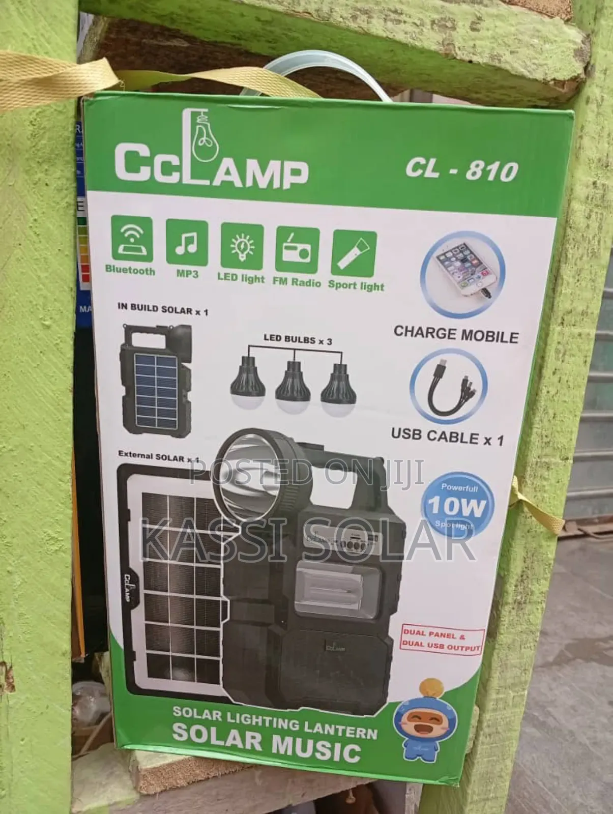 10w Clamp Solar Kit With Bulbs,Power Bank, Mp3, Bluetooth