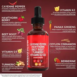 Vascu Flow Cayenne Pepper Liquid Drops With Hawthorn