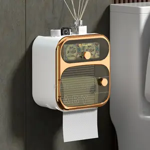 2 Layers Wall Mounted Tissue Box Paper Roll Gabbage Bag Box