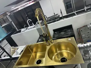Gold Double Kitchen Sink With Mixer Tap