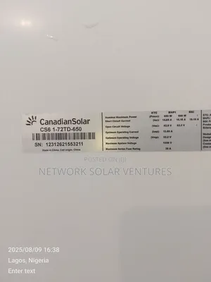650watts 62.0v Canadian Solar Panel