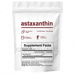 Astaxanthin Capsules (120 Softgels, 12mg, From Microalgae)