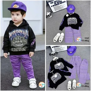 Photo - Children Unisex Hoodi Top and Jean With Face Cap 3pics