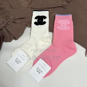 Chanel White Pink Socks Quality Designer Socks