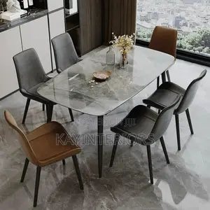 Gray Marble Top Dinning Set 6 Seaters