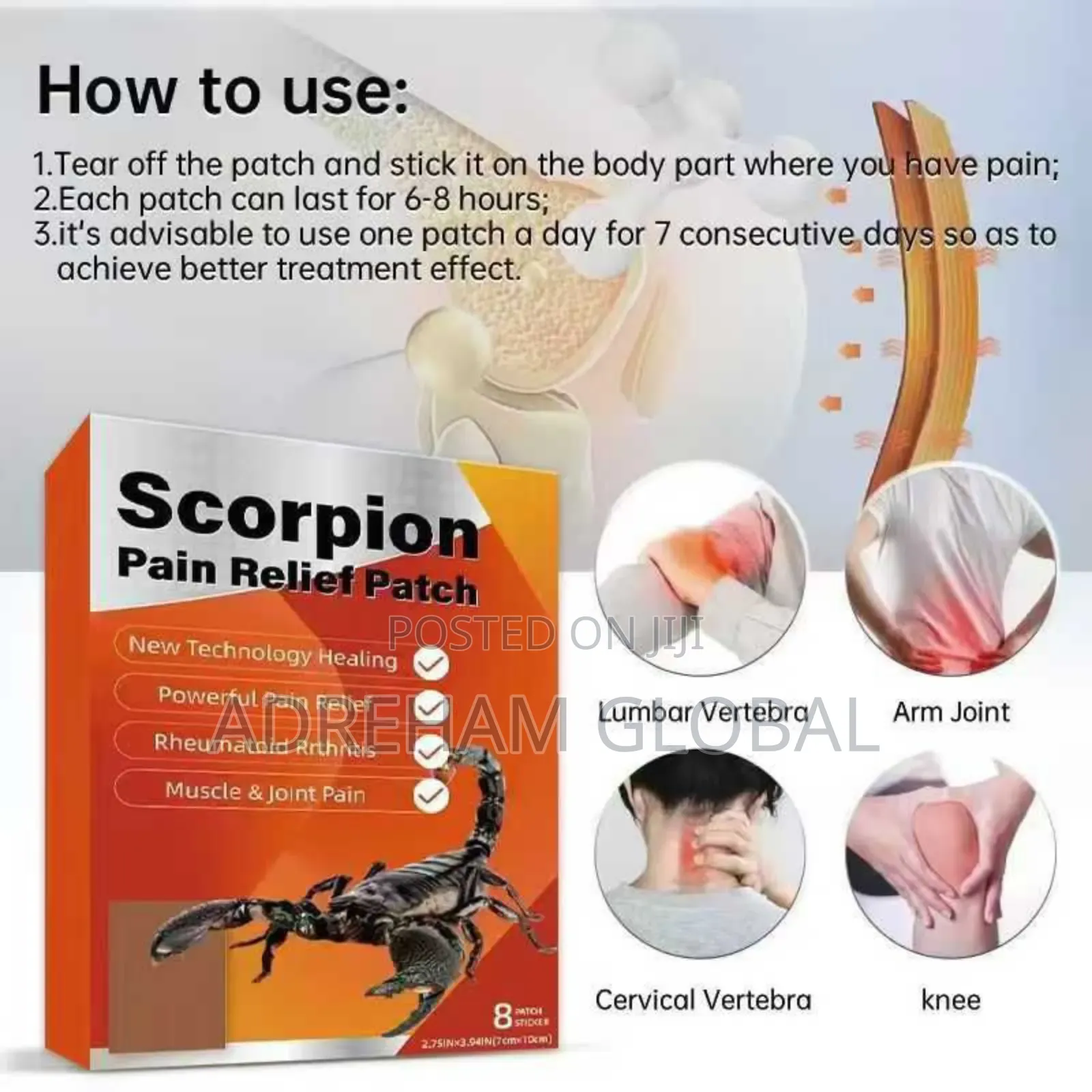 8patches Pain Relief Patch Muscle and Joint Pain