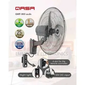 Qasa 18inches Solar Wall Fan With Remote Control