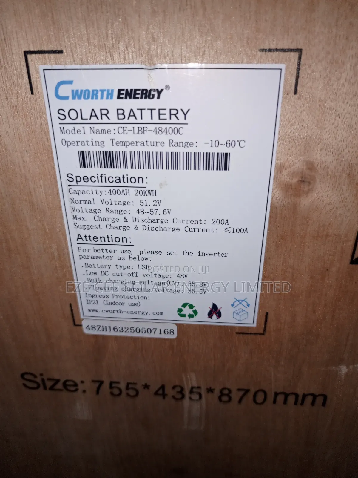 20kwh 51.2v Cworth Lithium Battery