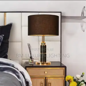Nordic Black Fabric Cylindrical Table Lamps