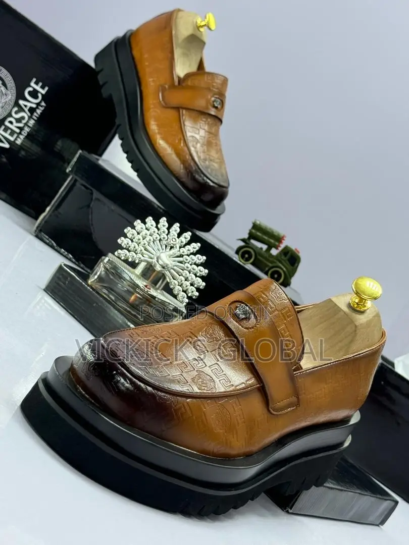 Versace Glossy Leather Double Sole Shoe
