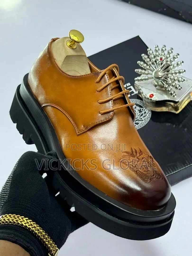 Versace Glossy Leather Double Sole Shoe