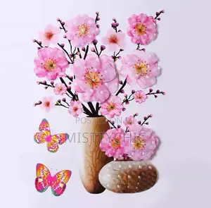 Vase Wall Sticker Waterproof Butterfly Floral