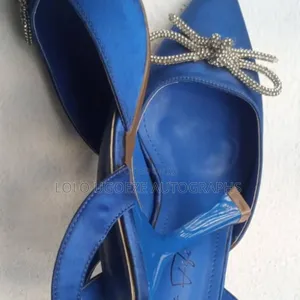 Photo - Elegant Royal Blue Pointed-Toe Heels With Crystal Bow Accent