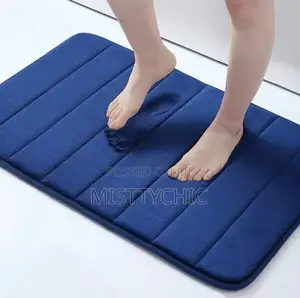 Striped Sewn Coral Velvet Floor Mat Bathroom