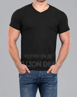Custom Fit Men's Black v- Neck T-Shirt