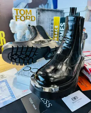 Balenciaga Croc-Embossed Chelsea Boots