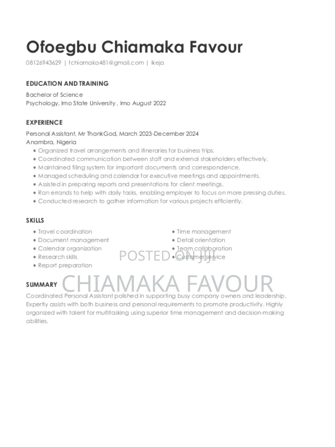 Personal Assistant / Office Secretary