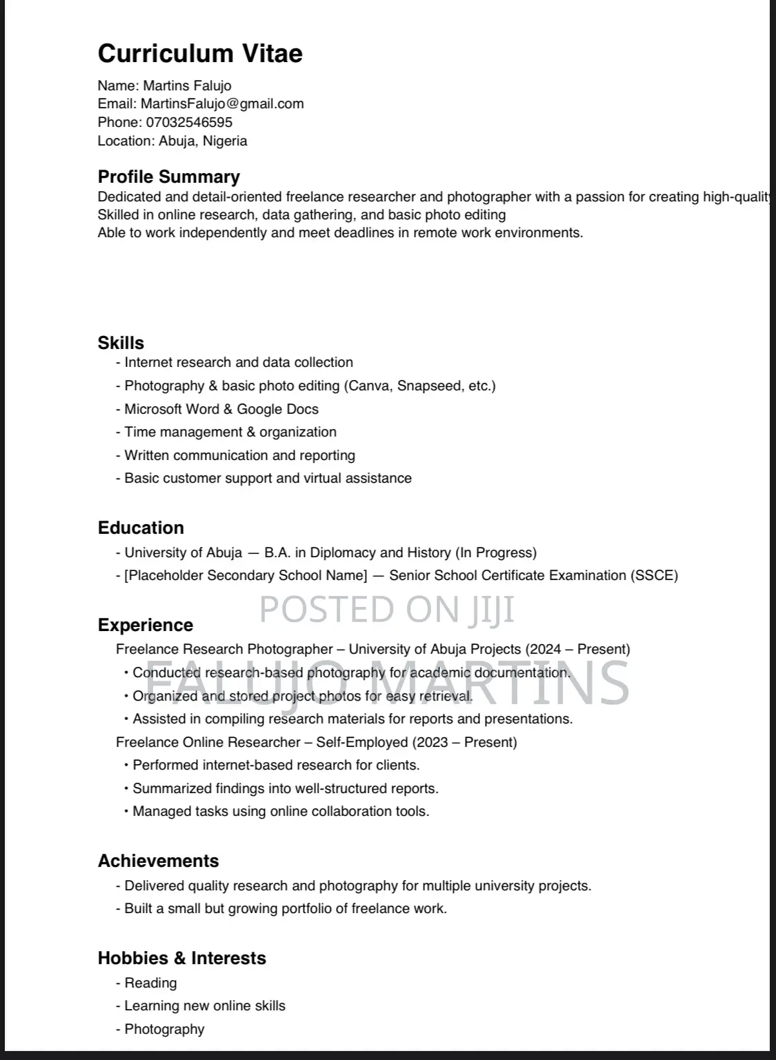 Supermarket Attendant in Lugbe