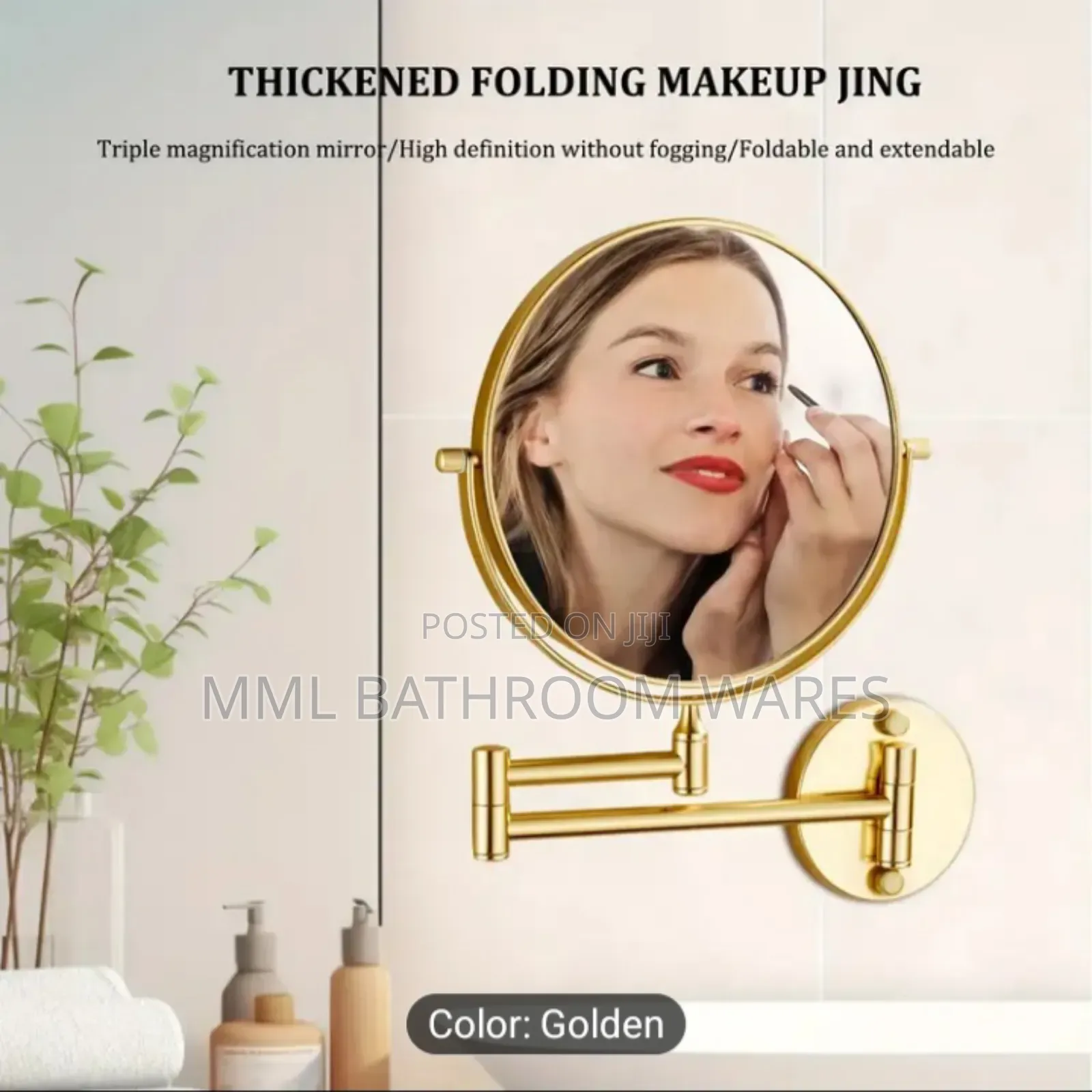 Gold Double Sided Wall Mounted Makeup Magnifying Mirrors