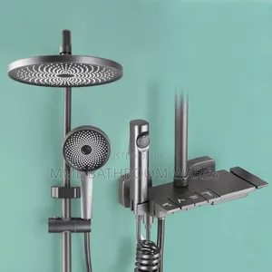 Matte Black Round Rainfall Shower Mixer With Bidet Spray
