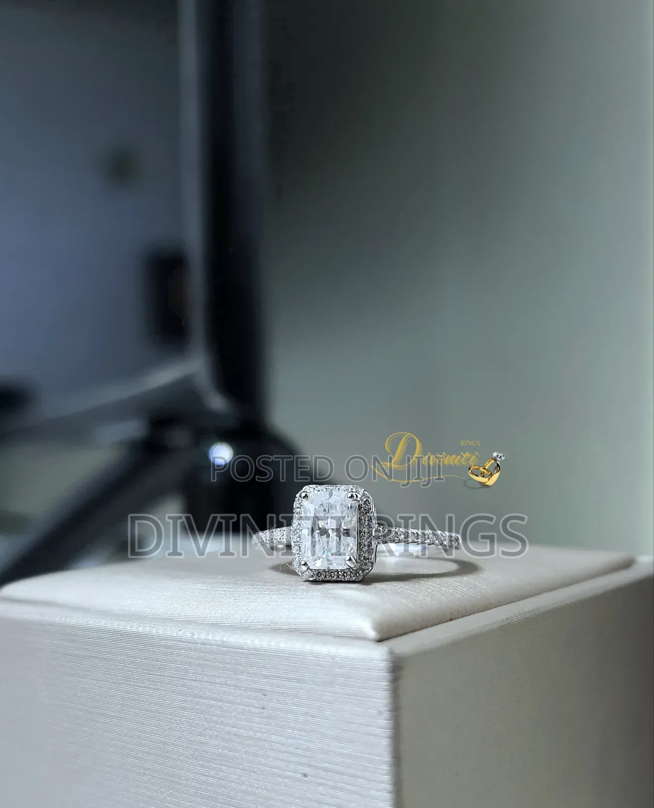 Moissanite Sugar Cube Engagement Ring