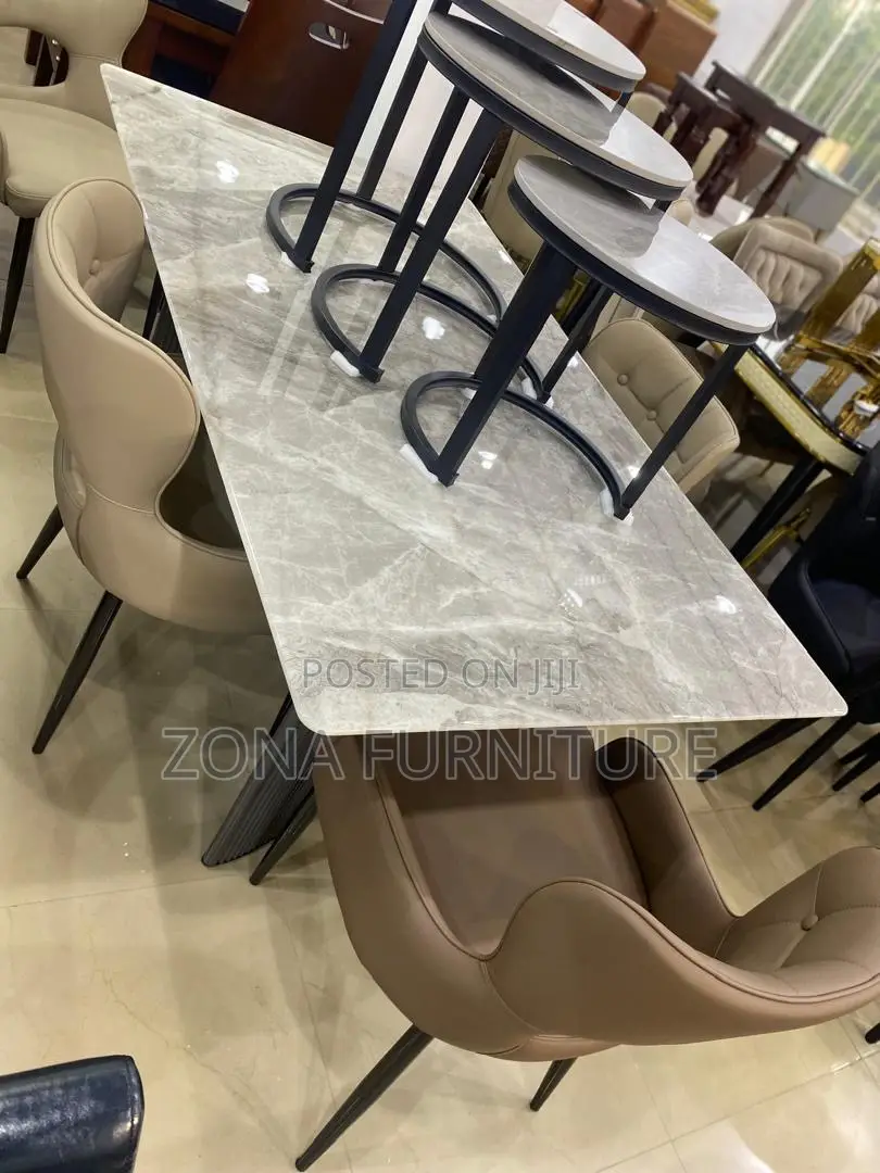 Luxury Dining (6) Chairs and Table Ceramic Top Table