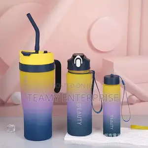 3in1 Water Bottles - 3 Pieces Colourful Fancy Rainbow Cans