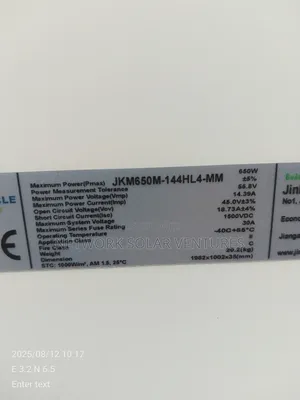 650watts 144cell Jinko Solar Panel