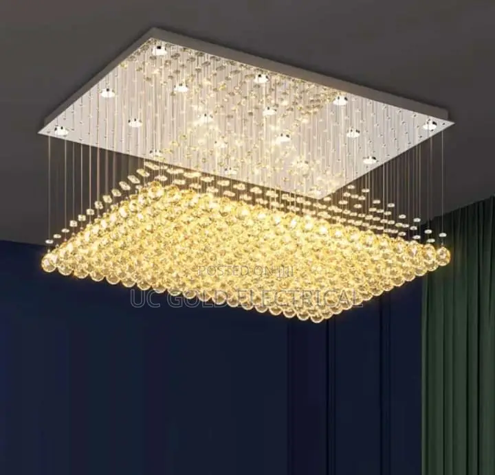 Ceiling Mounted Living Room Rectangular Crystal Lamp