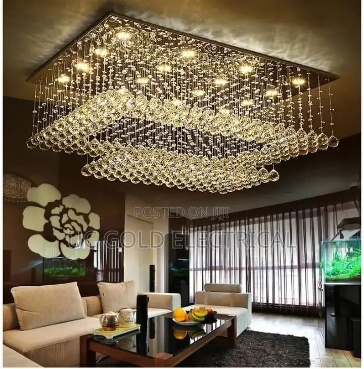 Led Crystal Ceiling Chandelier Rectangular Living Room Light