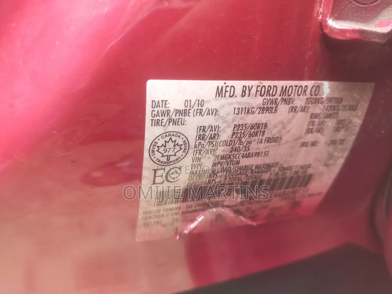 Ford Flex 2010 Red