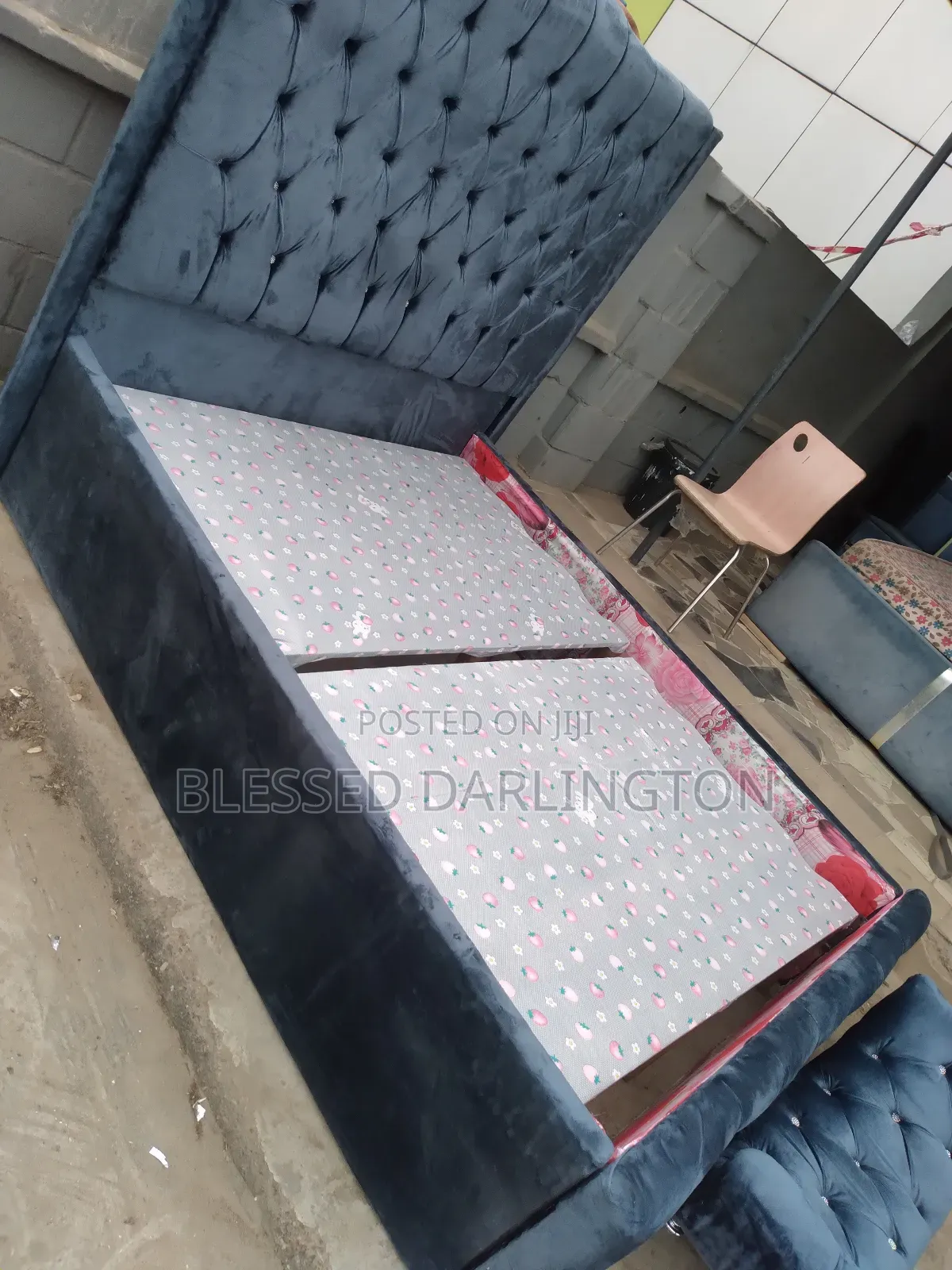 4.5by6 Grey Colour Upholstery Bed Frame