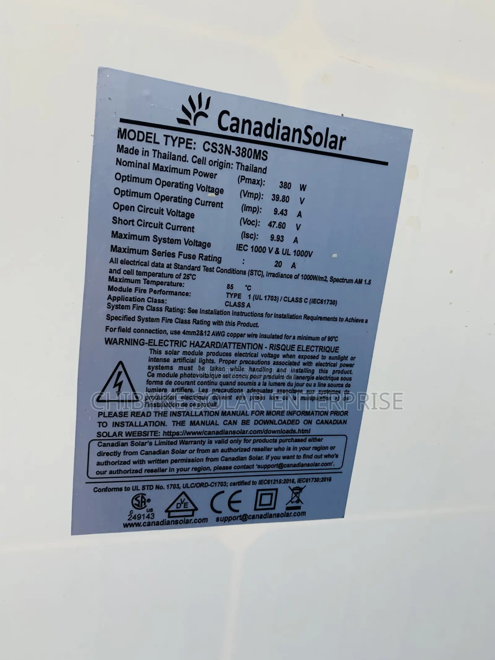 380watts Solar Panel Black Frame 60 Cells