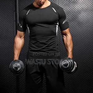 3pcs Men Short Sleeves Workout Clothes Set Long Sleeve