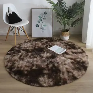 Silk Wool Fluffy Fur Round Rug -80cm Diameter
