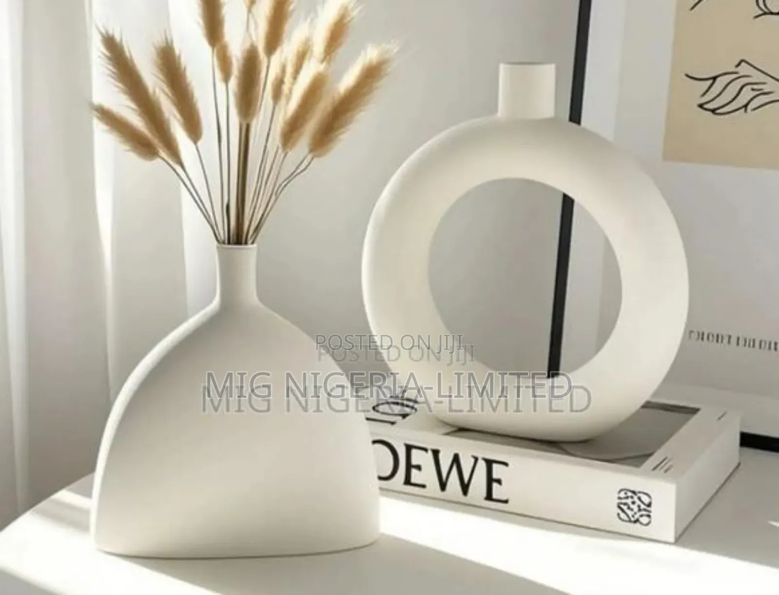 2in1 Ceramic White Vase Decorations